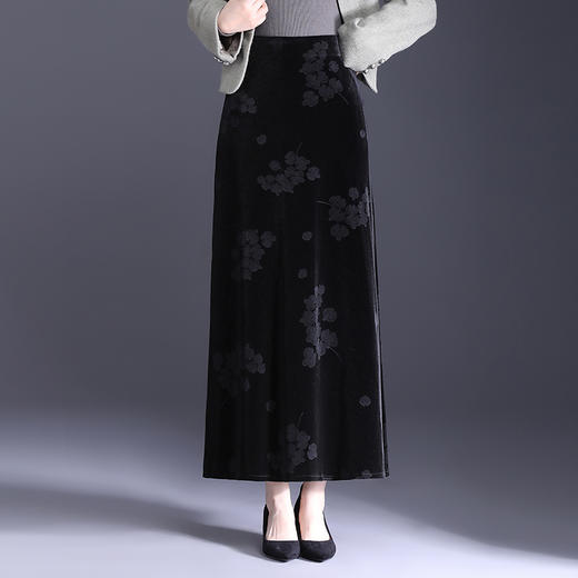 MYX-AM-6960-Y时尚包臀裙侧开衩半身裙秋季新款印花裙长款女装直筒高腰初裙 商品图0