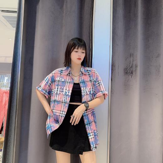 N1织带格纹字母印花短袖衬衫40730（粉） 秋季 143011000321 商品图0
