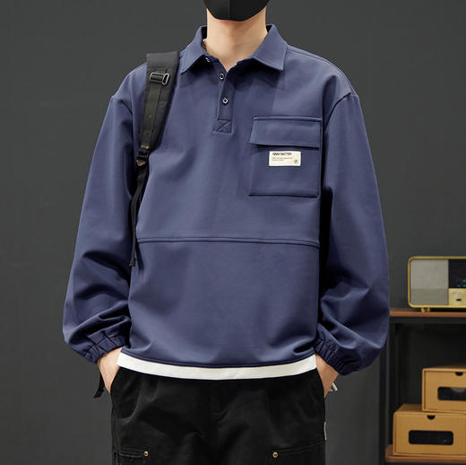 【新款DYY】大依优型大码翻领卫衣男宽松休闲上衣胖子加肥加大男士潮流 商品图8