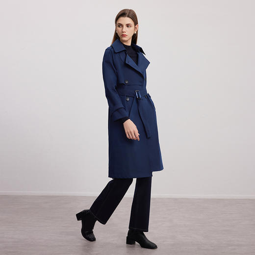 【双排扣风衣外套】24年秋冬女士新品中长款系带收腰风衣外套 商品图3