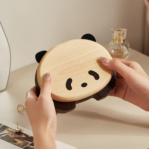 初心| 萌趣熊猫首饰盒便携随性实木 商品图1