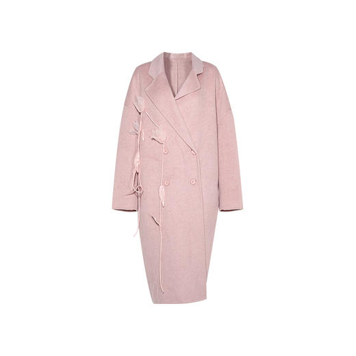 【暖冬内购】两三事甜宠花恋2024冬季新款淑女立体花朵双排扣毛呢外套女宽松 商品图4