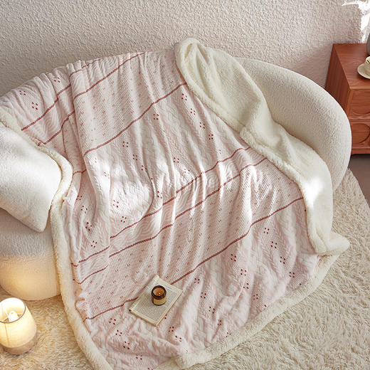 自然醒立体雕花绒羊羔绒毯秋冬加厚毛毯办公室午睡毯冬季沙发毯保暖披肩毯空调毯MT 商品图12