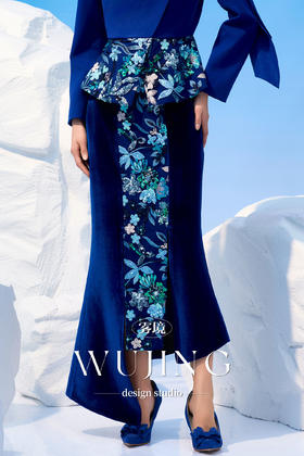 4202006 青蓝冰水 进口韩国加密绒半裙 雾境