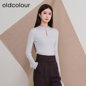 oldcolour欧珂新款时尚圆领长袖毛织套头衫女P450503A1