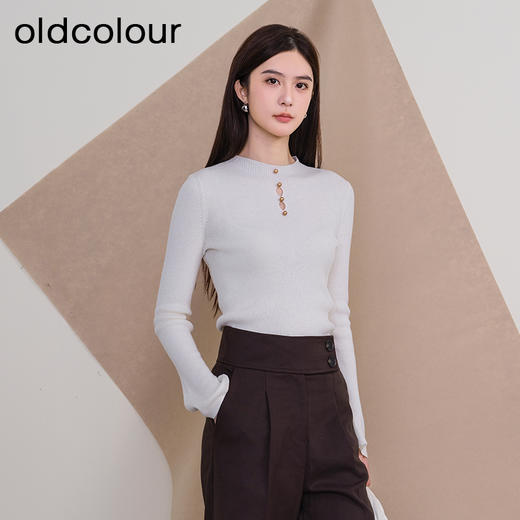 oldcolour欧珂新款时尚圆领长袖毛织套头衫女P450503A1 商品图0
