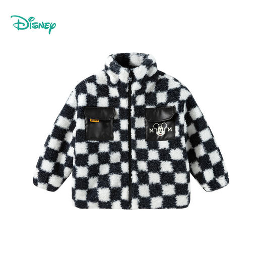 Disney/迪士尼男童加绒夹棉2024秋冬款中大童保暖外套米奇格子潮ZD4DS004 商品图3