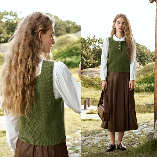 OLrain欧芮儿法式两穿短款马甲女秋季2024年新款简约百搭显瘦上衣 商品图1