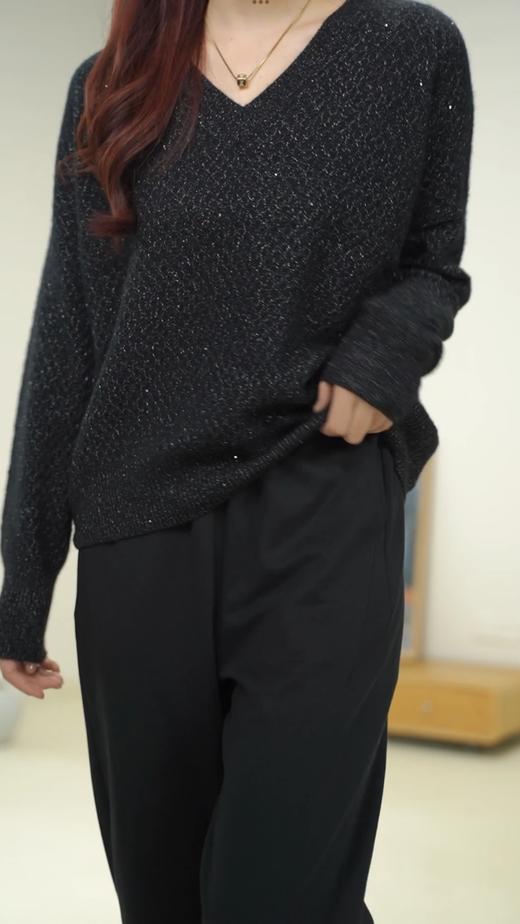 臣禾	【星辰羊绒衫】100%山羊绒 V领亮片针织衫JZ243100309 商品图5