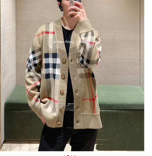 Burberry*经典卡其色格纹针织开衫091003 商品图7