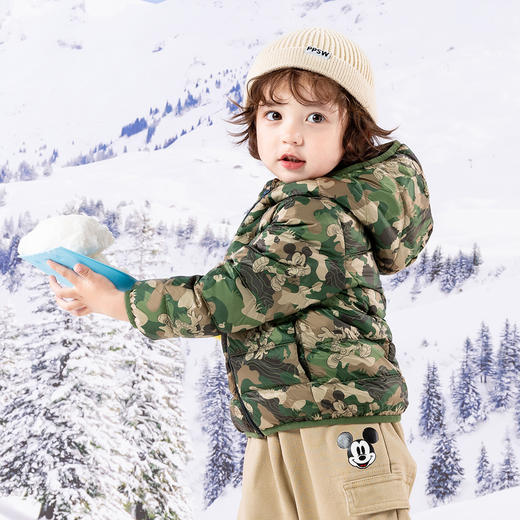 Disney/迪士尼【校服搭档】冬季新款男童轻薄羽绒服时尚户外迷彩可外穿内搭外套ZD4DS022 商品图3