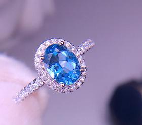 极美圣玛利亚海蓝宝戒指1.2ct