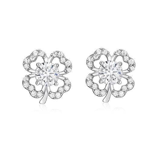 卡蒂罗/KADER 幸运微光耳环钉 满镶锆石幸运四叶草轻奢简约小众高级感 日常通勤百搭耳饰 925银 送礼闺蜜女朋友 商品图4
