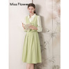 勿忘花绿色法式拼接衬衫连衣裙女早秋2024新款秋季新中式国风裙子 商品缩略图2