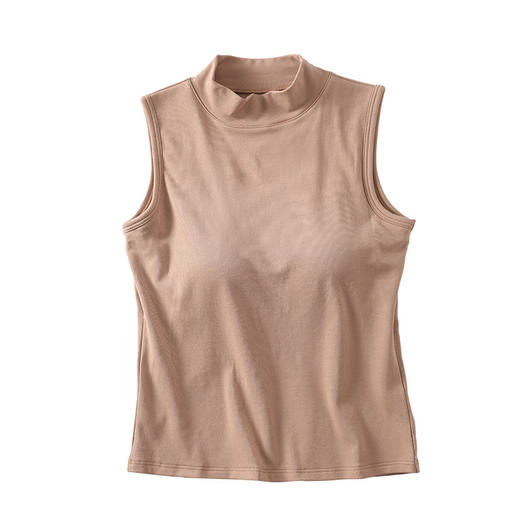 【轻松无压一整天！带胸垫保暖背心】罩杯一体，免穿文胸，舒适/聚拢/防震/防走光/不跑杯，扔掉Bra无包裹，内置杯垫不尴尬，加绒加厚内搭半高领无袖家居服，高级可外穿马甲女L 商品图3