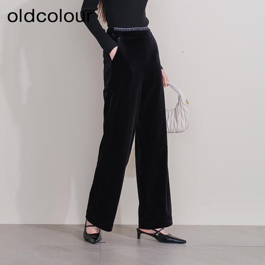 oldcolour欧珂冬季新款时尚高腰松紧腰宽松加绒长裤女P440706A1 商品图1