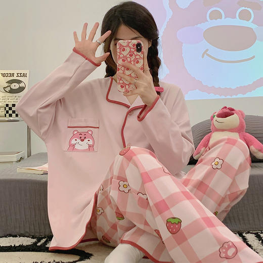 【甜美舒适！家居服套装】睡衣女士纯棉春秋季新款长袖甜美秋冬款薄款大码家居服套装。ry 商品图6