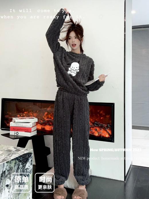 【YW】无忧购“”79元3件秋冬季哈帕狗提花舒棉绒套装加厚保暖卡通可外穿女士家居服（截单后3-5发货) 商品图12