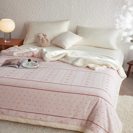 自然醒立体雕花绒羊羔绒毯秋冬加厚毛毯办公室午睡毯冬季沙发毯保暖披肩毯空调毯MT 商品图4