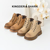 经典鲨2024年冬新款时尚渐变圆头系带平底潮酷短筒加绒保暖马丁靴女KW142-D58131 商品缩略图0