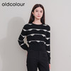 oldcolour欧珂新款圆领长袖不规则横纹毛织套头衫女P440508A1 商品缩略图0