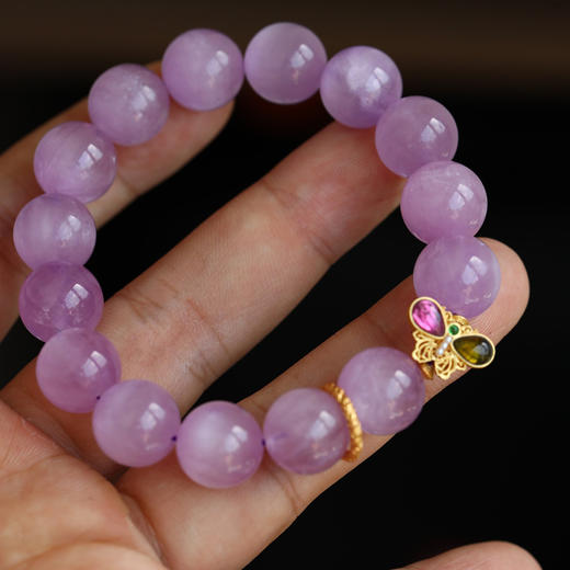 高品冰透紫锂辉手链13mm   JD 商品图4
