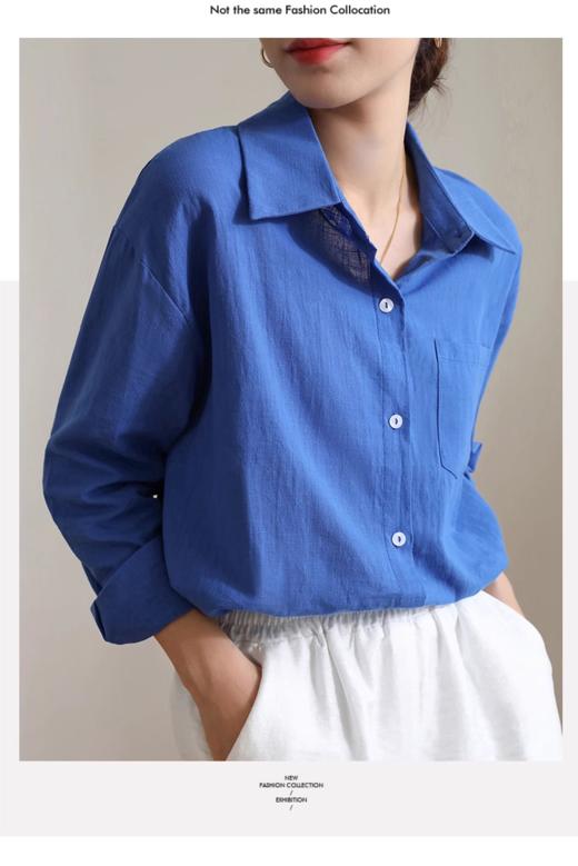 LR法式高级感棉麻宽松慵懒长袖衬衣 商品图4