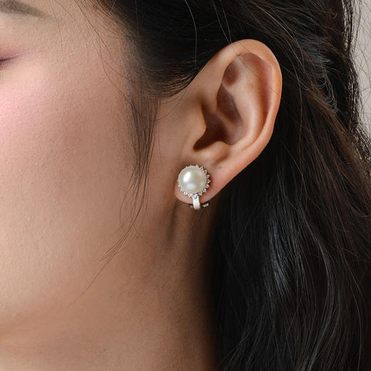 Manreya玛芮雅太阳之泪精品银镀金0感珍珠耳夹 商品图1