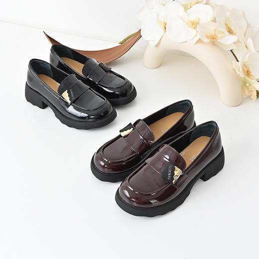 经典鲨2024年秋季新款百搭圆头平底一脚蹬舒适乐福鞋单鞋女KC01-D37081 商品图1