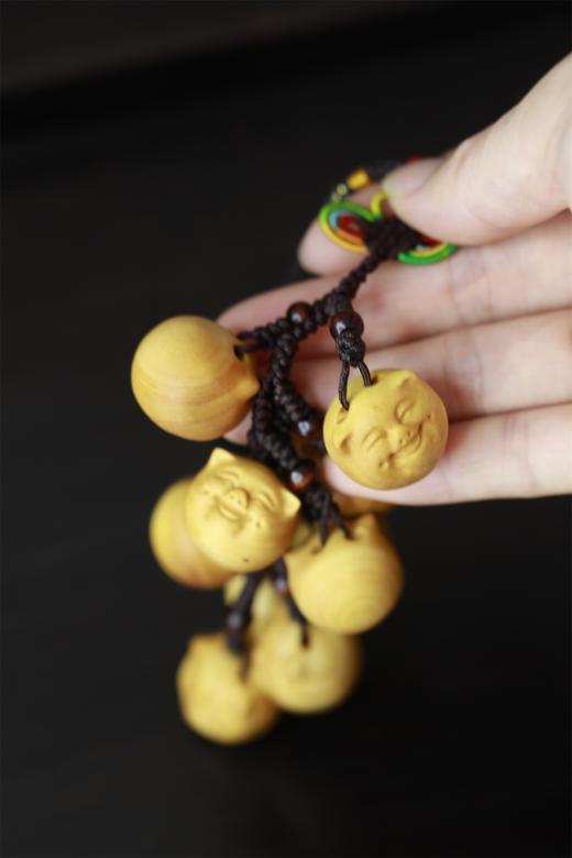 十粒萌猪串°黄杨挂件 商品图3