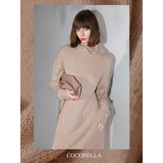 COCOBELLA[璀璨星河]金葱亮片针织连衣裙女高领毛衣裙FR3066 商品图2