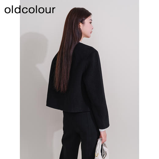 oldcolour欧珂冬新款时尚圆领长袖纯色手工呢料短外套女P461501A1 商品图4