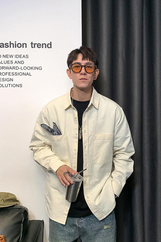 徐太浪日系复古百搭潮流工装衬衫男春秋翻领纯棉上衣休闲衬衣外套 商品图5