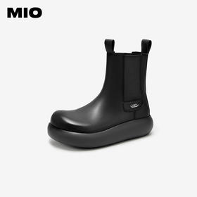 MIO米奥冬季高级感牛皮革切尔西靴潮流酷感短靴圆头厚底女靴M245680013