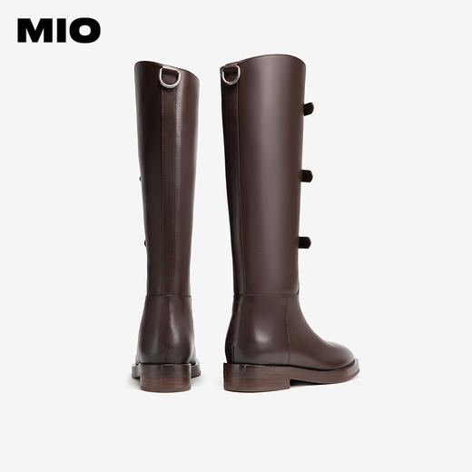 MIO米奥冬季质感牛皮革骑士靴百搭长筒瘦瘦靴厚底增高靴子女M245833081 商品图3