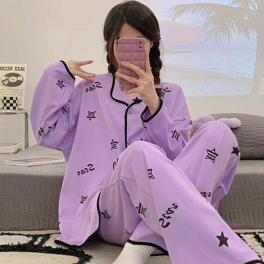 【甜美舒适！家居服套装】睡衣女士纯棉春秋季新款长袖甜美秋冬款薄款大码家居服套装。ry 商品图8