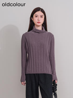 oldcolour欧珂冬季新款修身时尚长袖半高领毛织套头衫女P440511A1