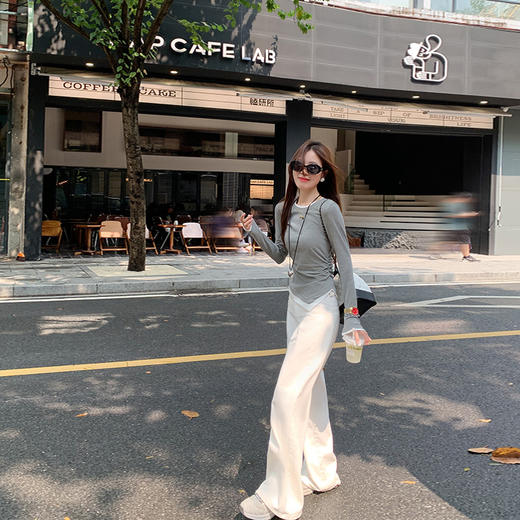 <曾小咸推荐>休闲百搭2色设计感假两件修身T恤 商品图3