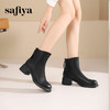 Safiya/索菲娅2024英伦风百搭粗跟时尚圆头短筒粗腿显瘦弹力靴 SF44116130/SF44118130 商品缩略图1