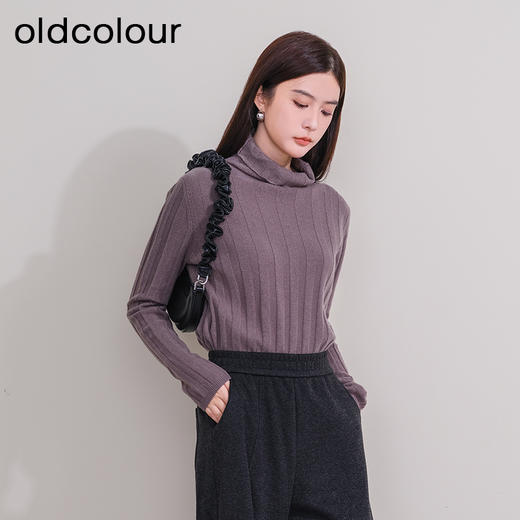 oldcolour欧珂冬季新款修身时尚长袖半高领毛织套头衫女P440511A1 商品图2