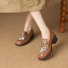 【预售5天】方跟圆头金属扣件深口单鞋，复古低跟刺绣乐福鞋NDXC&6727 商品缩略图0