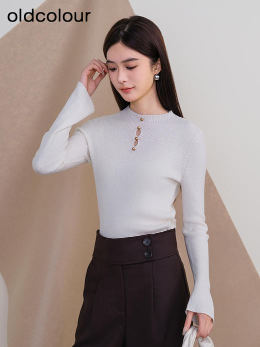 oldcolour欧珂新款时尚圆领长袖毛织套头衫女P450503A1 商品图4