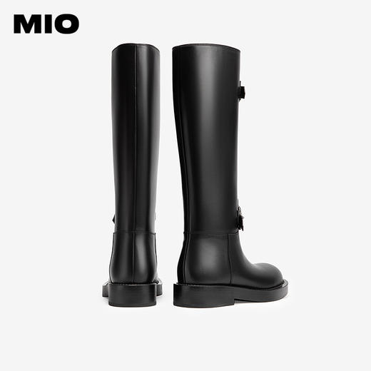 MIO米奥冬季牛皮革骑士靴潮流酷飒个性长筒靴厚底靴子女M245895323 商品图3