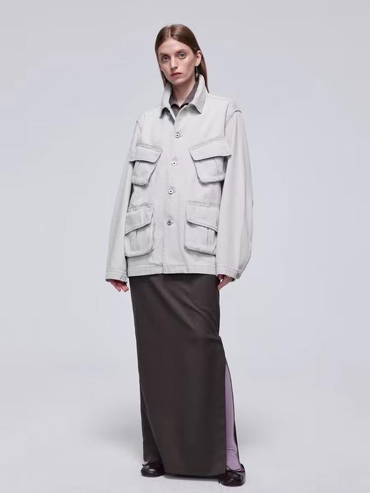 Simple Project/Y242000/浅灰色水洗四袋牛仔夹克 商品图4