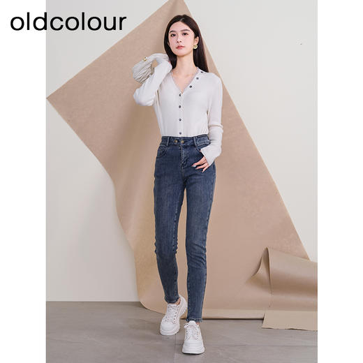 oldcolour欧珂冬季新款高腰直筒修身水洗牛仔长裤女P431106A1 商品图2
