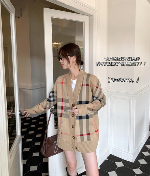 Burberry*经典卡其色格纹针织开衫091003 商品图6