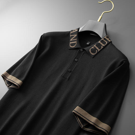 【新款DPF】大依优型翻领毛衣针织短袖背心休闲针织衫毛背心满印字母加肥加大上衣男士胖子大码毛衫t恤打底 商品图7