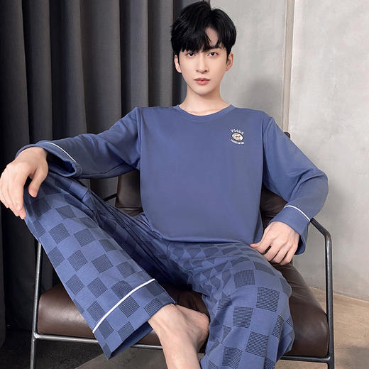 【无感安心睡眠家居服】男士家居服套装 春秋款纯棉长袖 新款休闲加大码 秋冬可外穿家居服，加大码设计，轻松舒适，可外穿家居两相宜 商品图12