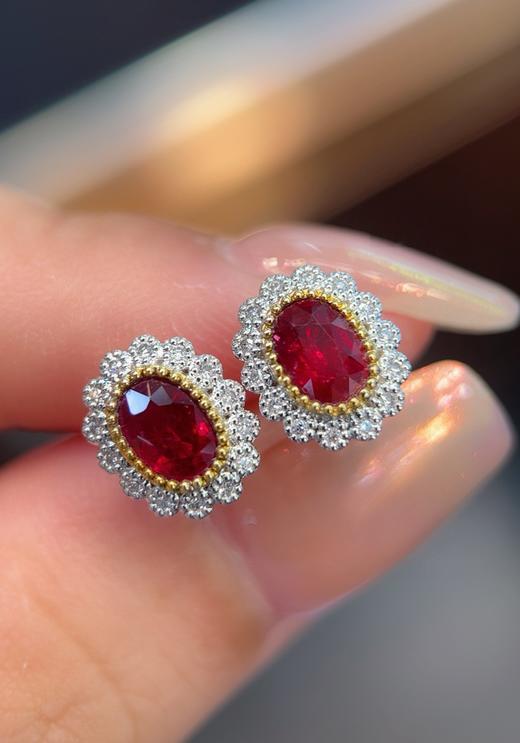 鸽血红红宝耳钉1.45ct 商品图1