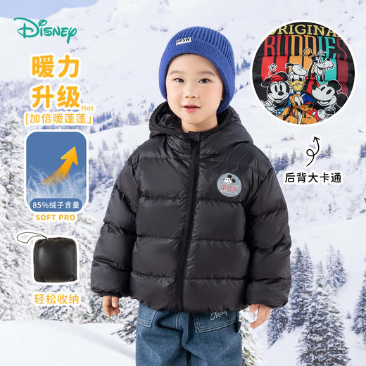 Disney/迪士尼【轻便可收纳】秋冬新款男童卡通羽绒外套轻暖连帽防风轻薄羽绒服
ZD4DS021 商品图1